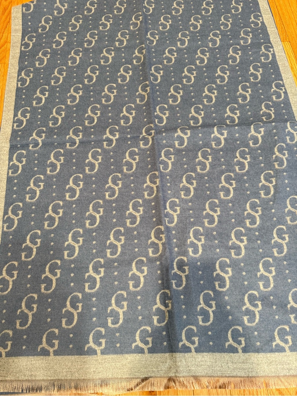 New Blue and Cream Monogram scarf